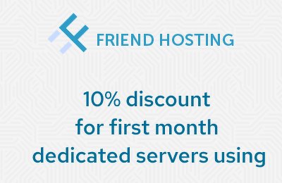 10% off for first month dedicated servers using