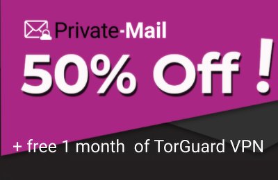 50% off for Private Email + 1 month VPN free