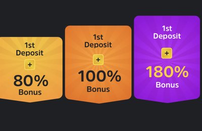 Deposit bonuses up to 180%