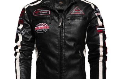 20% off Biker vegan leather jacket with badges