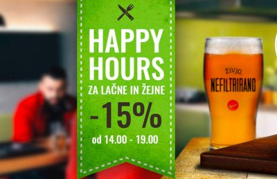 Happy Hours - discount 15%
